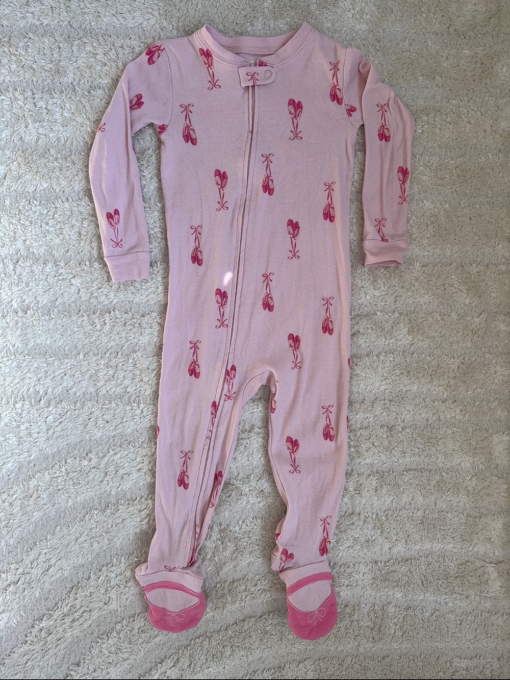 Carter's Pink Footed One-Piece Pajamas with Ballet Slipper Print